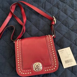 Brighton Mini Red/Garnet Leather Crossbody Purse